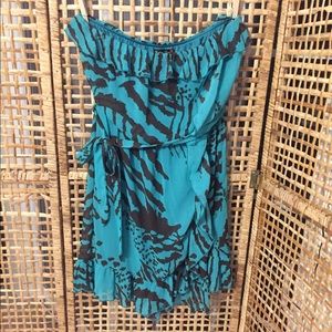 Strapless Chiffon Dress w/ Ruffle Accents